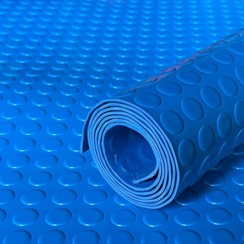 Shield Autocare 1m x 1.5m Blue Coin PVC Flooring Roll | Non Slip Industrial Lino Vinyl Floor Matting for Garage Work Van Heavy Duty 3mm Thick 1.5m Width