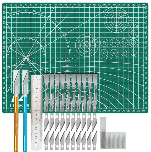 FANFX 44PCS A4 Cutting Mat Kit, A4 Mat for Carving Crafts, Cutting Board for Sewing Self Healing Cutting Mat (Green)