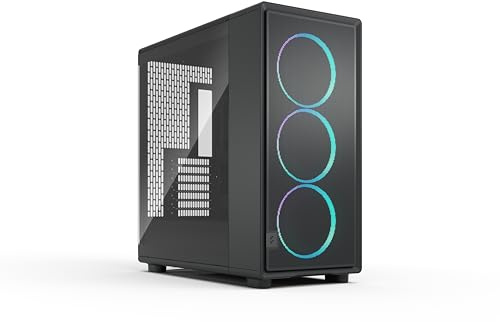 Fractal Design Epoch XL Schwarz RGB – Tempered Glass, leichte Tönung – High‑Airflow Gaming-PC‑Gehäuse – Mesh‑Front – DREI Momentum‑14‑RGB‑Lüfte