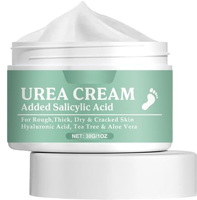 Harnstoffcreme 40% für Füße 2% Salicylsäure || Fußcreme und Handcreme mit maximaler Stärke mit Hyaluronsäure, Teebaum und Aloe Vera für tiefe Feuchtigkeit, Hornhautentferner (1)