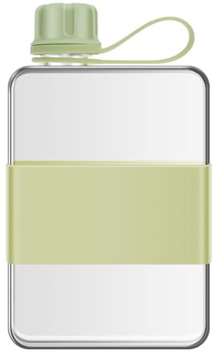 KEGAJEGA Borraccia piatta da 500 ml, con manico, a prova di perdite, sottile, per viaggi, attività all'aperto, sport, ciclismo, lavoro, scuola (verde)