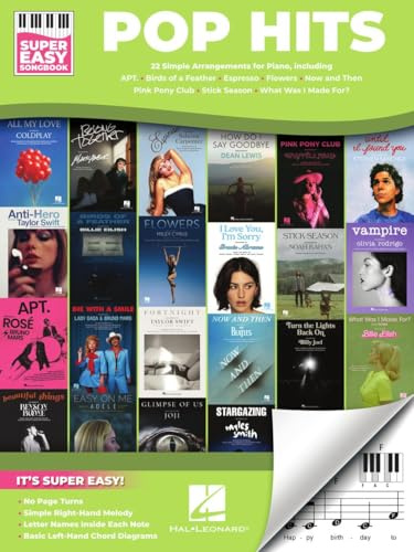Pop Hits - Super Easy Songbook. Klavier Solo | Easy Piano Notenbuch für Anfänger mit 22 modernen Pop Hits | Klaviernoten mit Akkorddiagrammen Notennamen und aktuellen Chart Songs für Piano Anfänger