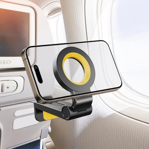 Kuyotine Airplane Phone Holder, Travel Magnetic Rotatable Phone Mount | 360 Degree Rotatable Adjustable Phone Holder, Sturdy Travel Stand,Portable Phone Stand for Airplane/Desk/Bed,Travel Essential