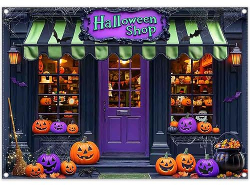 Luminora 2,1 x 1,5 m viola magico negozio di Halloween sfondo strega zucca luce trucco o scherzetto sfondo pipistrelli orrore notte compleanno baby shower Decor Photo Banner puntelli