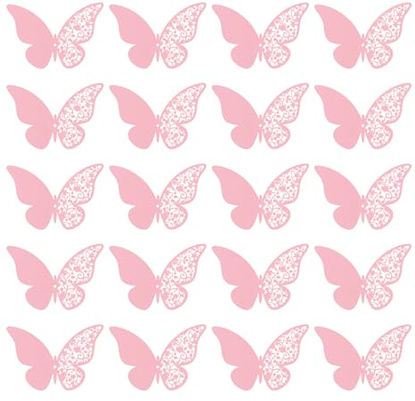 20 Stück 3D Schmetterling Deko, Rosa Wandtattoo, Schmetterlinge Deko Inklusive 1 Kleinen Doppelseitigen Aufkleber, Wand Tattoo Selbst Klebend, Wanddekoration für Kinderzimmer, Partys