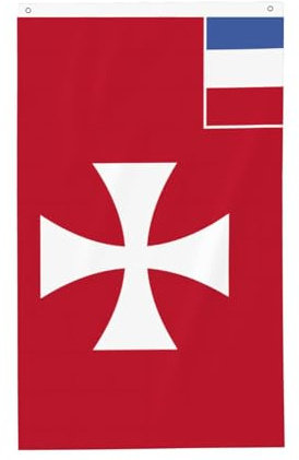 Drapeau des îles Wallis et Futuna de 0,9 x 1,5 m. Imprimé double face, vertical, tissu 100 % polyester, couleurs vives et durables.