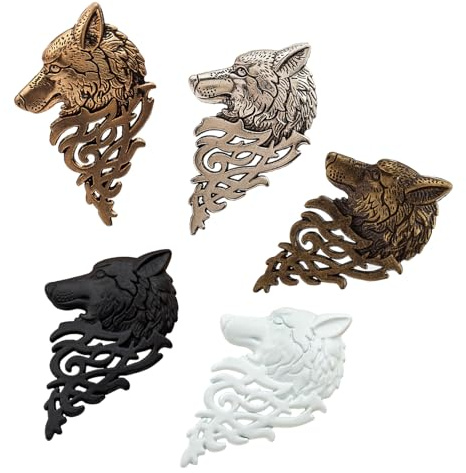 Uonlytech 5pcs Broches de Revers Vintage en Alliage Forme de Loup pour Homme Accessoires de Costume Rétro pour Fête et Anniversaire Couleur Aléatoire