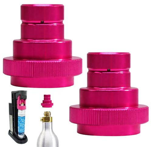 2 Stück Aufgerüstet CO2 Quick Connect Adapter für CO2 Soda kompatibel, Rosa Adapter Duo Quick Connect CO2 Zylinder mit TR21-4 Trapezgewinde und Gasket, Adapter Quick Connect 425g Zylinder(F-QC3.0)