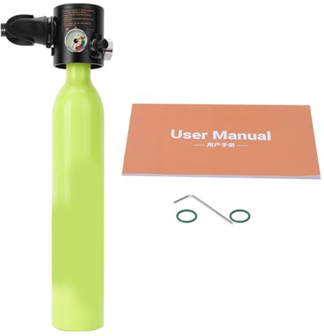 MIMEITOPA S307 Respirador de Buceo con Bombona de Oxígeno para Bombonas de 0.5L con Manómetro para Equipo de Respiración para Snorkel (Verde)
