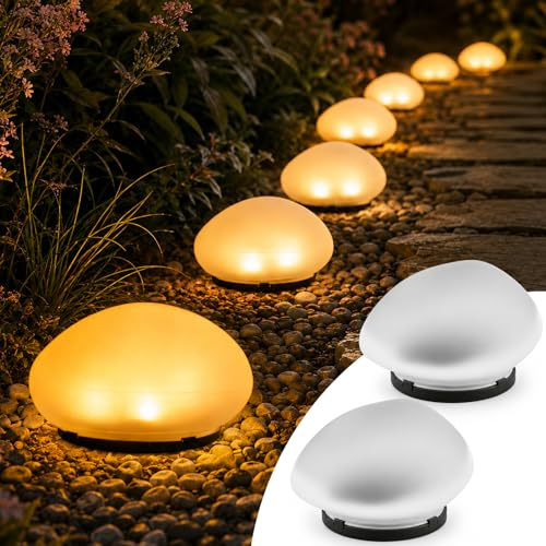 YeahBoom Solarlampen für Außen,2 Stück Warmweiß Licht Solar Glasstein Lampe | IP44 Wasserdicht LED Solarlampe Steinleuchten,Solar Wegeleuchte Teichbeleuchtung,für Garden Rasen Boden Hinterhof Patio Yard