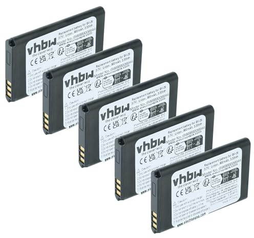vhbw 5X Akku kompatibel mit Fritz! Fon C6 Handy Smartphone Telefon (900 mAh, 3,7 V, Li-Ion)