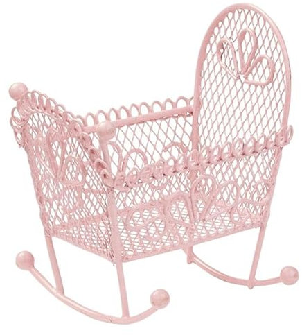 Hobbyfun Mini Deko Wiege rosa Mädchen Party Geburtstag Geburt Baby Puppenhaus