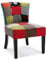 Versa 19501374 Gepolsterter Polsterstuhl Philippe, Baumwolle und Holz, Patchwork, Mehrfarbig, 73 x 64 x 50 cm