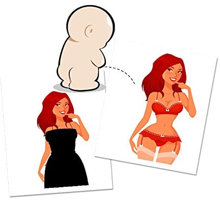 2 x WC Aufkleber PIN UP MÄDCHEN Toilettensticker damit Männer besser in die Toilette zielen - verfärbende Sticker