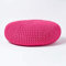 Homescapes Pouf Strickpouf rundes Bodenkissen, Sitzpouf 70 x 23 cm, gepolsterter Sitzhocker, Sitzpuff/Puff mit grob gestricktem Bezug aus 100% Baumwolle, Strickpuff, rosa/pink
