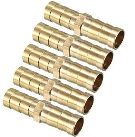 sourcing map 10mm Messing Schlauchtülle, Rohrverschraubung Kupplung Anschluss Adapter für Luft Gas Wasser Kraftstoff 5 Stück