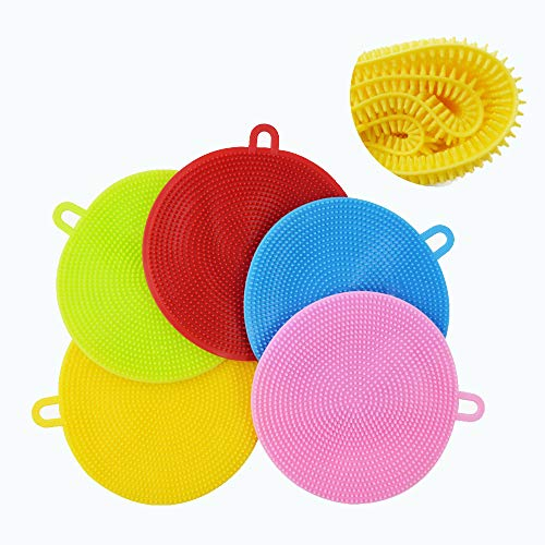 AOLANS Lot de 5 brosses à récurer en Silicone pour la Cuisine, Les légumes, Les légumes, Les légumes, Les légumes, Les légumes, Les ustensiles de Cuisine (5 Couleurs)