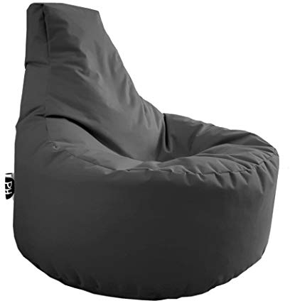 PATCH HOME Gamer Sessel Sitzsack Beanbag in 2 verschiedenen Größen und 25 XXL - 80cm Durchmesser, 30cm Sitzhöhe, 90cm Höhe Anthrazit