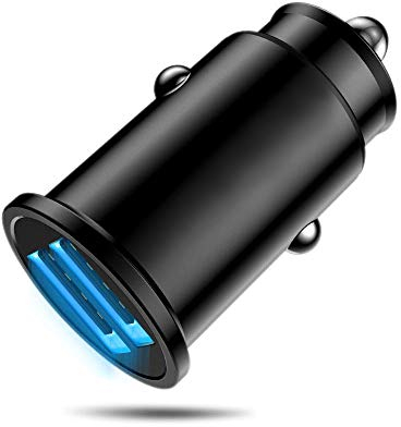 MMOBIEL Caricatore USB per Auto 2.0 Caricabatteria da Auto Adattatore – Compatto Accendisigari a Doppia Porta USB 5V/2.4A/24W - Compatibile con iPhone 16/15/14, Samsung S25/S24/S23, Xiaomi ecc. - Nero