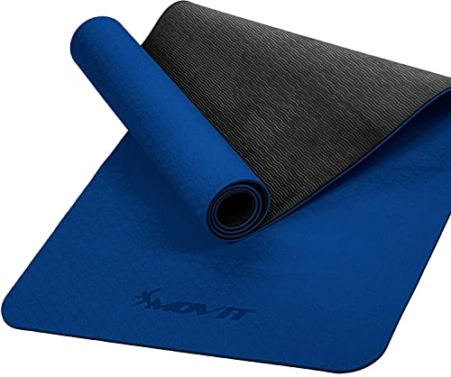 MOVIT Gymnastikmatte, Yogamatte, hautfreundlich und rutschfest, 190 x 100cm, Stärke 0,6cm, Dunkel-blau
