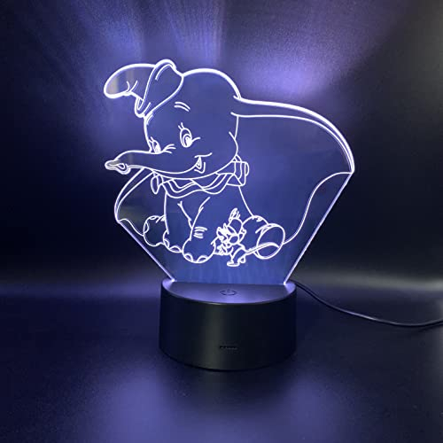 Wolostore LED-Nachtlicht für Kinder, Dumbo, Farbwechsel, USB, Nachtlicht und Dekoration, Hilfe bei Nachtschlaf, Geschenk