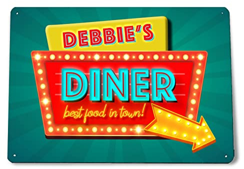 Personalisiertes Retro-Schild American Diner Küche A4 Metall Home Bar Schild