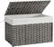 SONGMICS Cesto de Ropa Sucia, Cesta de Ratán Sintético 105 L con Tapa y Asas, Mimbre, Plegable, Forros Extraíbles, para Mantas, Ropa, Dormitorio, Baño, Lavandería, Gris Paloma RST066G01