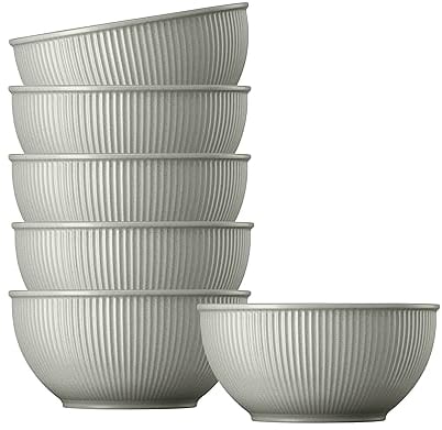 Thomas Clay Smoke Müslischalen 15 cm Set — Modernes Müslischalen Set aus hochwertigem Steinzeug für 6 Personen - Handmade-Look, besonders Robust und ideal für den Alltag