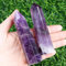 XIANNVXI 4 Groß Amethyst Kristalle Turm Edelsteine Stab Kristall Steine Türme Hexagonal Punkt Stäbe Natürlicher Meditation Energie Stein 9-10cm 1PC