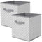 powerking Storage Box with Handle, Set of 2 Foldable Tartan Pattern Storage Pins Cube Organiser Made of Skin Safety Fabric Cloth, Storing Box for Cloths, Kids Toys and Tiny Thing, Grey