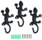 efuturetime 3 Stück Gecko Garderobenhaken, Rustikale Garderobenhaken, Gusseisen Wandhaken mit Schrauben, Kleiderhaken Wand zum Aufhängen Kleidung Schlüsseln Hüten Taschen, Schwarz-Grün