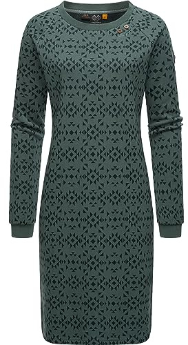Ragwear Damen Jersey Shirtkleid Langarm Sweatkleid Winterkleid Dassa Aztec Pine Green Gr. XS