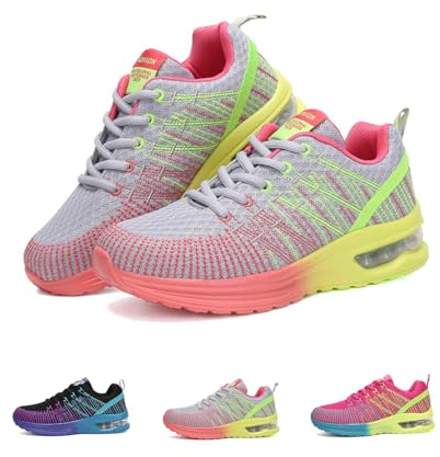 NEOKER Turnschuhe Damen Laufschuhe Leicht Sportschuhe Sneaker Atmungsaktiv Joggingschuhe rutschfeste Walkingschuhe Grau XM18 40 EU