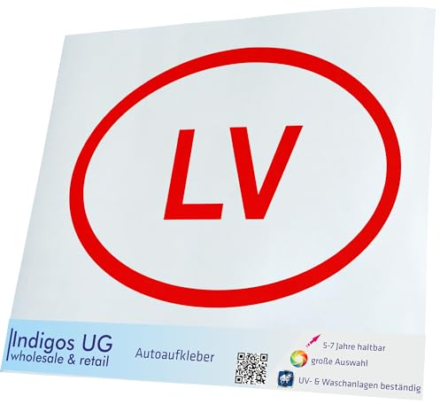 INDIGOS UG Auto Aufkleber Auto - 200x138 mm - Lettland LV - rot - Selbstklebender Sticker für Auto, Fenster, Bus oder LKW - UV-beständig & wetterfest