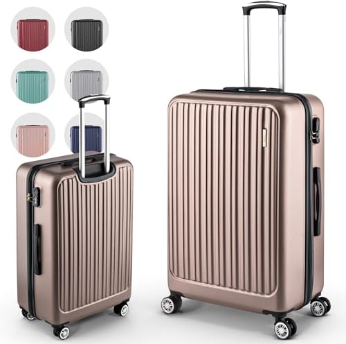 Easy Move ABS Hartschalenkoffer - Ergonomisch & Sicher - Mittelgroßer Trolley Koffer mit 360° Rädern, Zahlen-Schloss - Rollkoffer, Reisekoffer Medium (Coffee, 65cm)