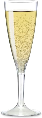 GM 60 Pezzi Bicchieri Flute Trasparenti cc.120, Calice Monouso, Usa e Getta, per Prosecco, Champagne, Bollicine, per Bar o uso Casalingo, in PET Riciclabile