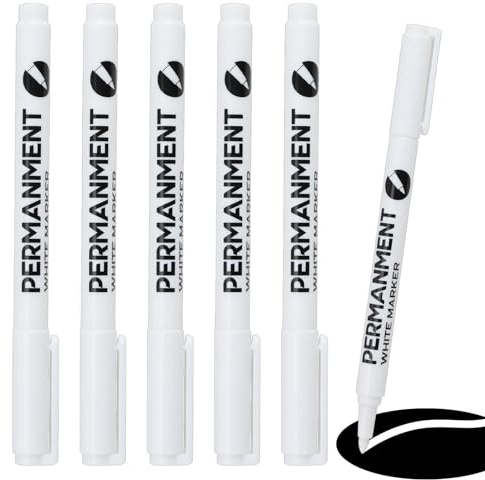 WFPPSK 6 Marqueurs Blancs, Pointe Fine Feutre Acrylique Imperméable Marqueur Blanc indelebile Permanent Stylo Peinture Feutre Pour Galet Verre Metal Céramique Pneu Bois Textile Toile Papier