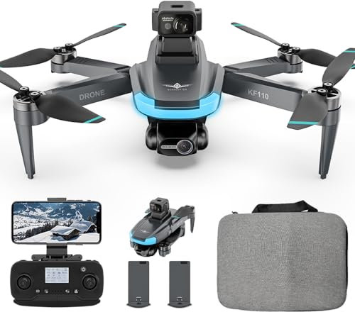 X-Verse KF110MAX Drohne mit Kameras 4K unter 250g, C0, EIS, 360° Hindernisvermeidung, Dual-Kamera, GPS Faltbarer Quadcopter mit Bürstenlosem Motor, 22 Minuten Flugzeit(2 Batterien)