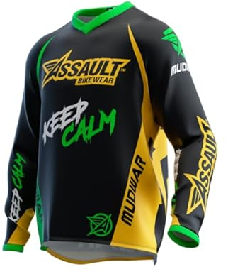 MTB Langarm Trikot für Herren, Mountainbike Shirt,Motocross-Shirt, Langärmelige Schnell Trocknende Kleidung,Trikots Atmungsaktiv (DE/NL/SE/PL, Alphanumerisch, M, Regular, Regular, Green+Yellow)