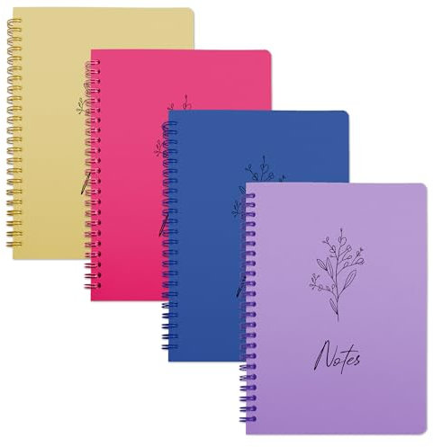 BIROYAL Notizbuch A5, Bullet Journal, Spiral-Notizbücher 160 Seiten zum Schreiben, 80gsm, Abreißseite Liniertes Ringblöcke Notizheft, Notizbuch Aesthetic mit Tasche für Schule Reisen Büro Mann Frau
