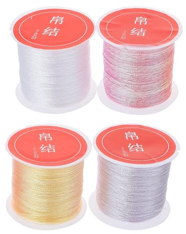 STOBOK 4rotoli Filo Di Seta Per Ricamo Per Creazioni Artigianali Per Braccialetti e Progetti Di Cucito Arcobaleno Per Uncinetto e Decorazioni Fai Te