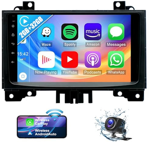 2G+32G Android 13 Radio Coche GPS para Mercedes Benz Sprinter 2500 3500 (2006-2017) con Carplay Android Auto Navegador,Pantalla de 9 Pulgadas con Bluetooth Mirror Link WiFi/FM/RDS+Cámara Trasera