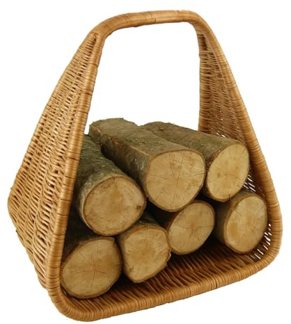 MIKONI Weidenkorb Kaminholzkorb Weide Holzkorb Brennholz Korb Weidenkorb Deko Tragekorb Kaminholz Rattankorb Feuerholzkorb Brennholzkorb MODERNE