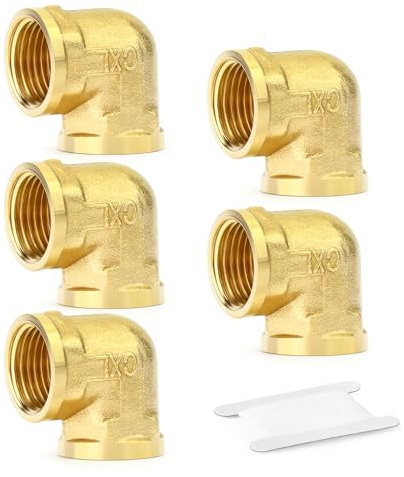 GASHER 5PCS 1/2 Brass 90° Barstock Elbow Female