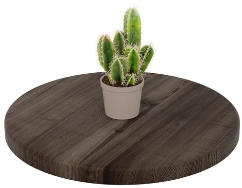 LAMO Manufaktur Holzplatte rund 40 cm aus Naturholz | Tischplatte für Couchtisch, Kaffeetisch, Nachttisch | Stärke: 28 mm | Farbe: Ebenholz