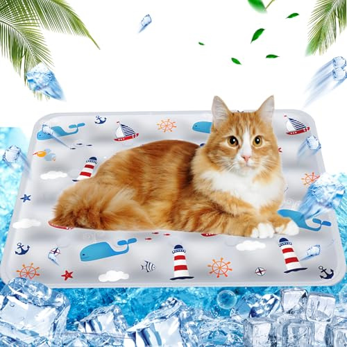 AHYDFSR Tapis Rafraîchissant Chien, Tapis Refroidissement pour Animaux de Compagnie Matelas, Coussin rafraichissant pour Chien Injection d'eau, Rester au Frais Intérieur Extérieur, 40 x 50cm, M, Gris