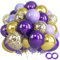Ovanda Hochzeitsdeko Luftballons Lila Set, 30 Stück 12 Zoll Gold Violett Helium Latex LuftBallons,Ballons mit Konfetti, Geburtstagsdeko Mädchen für Hochzeit Brautparty Baby Shower Party Deko