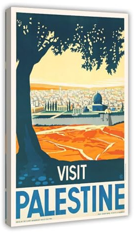 NFDVFHFRQ Visit Palestine Vintage-Reise-Kunstposter auf Leinwand, Poster, Schlafzimmer, Dekoration, Landschaft, Büro, Raumdekoration, Geschenk, 60 x 90 cm