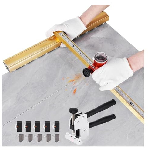 Manual Tile Cutter, Large Format Tile Cutter Cutter Length 36 Capable Cut Up to 72' Format All-Aluminum Frame with Heavy-Duty Tile Pliers 6Pcs Cutter Head