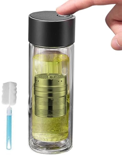 Portable Tea Infuser - Thermal Bottle, Hot Drink Flask | 400ml Filter Cup for Hydration, Double-Wall Insulation, Gym Tumbler with Lid, Travel Companion for offlce, Camping, Fitness, Outdoor Use